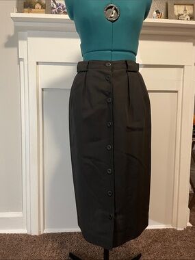 Black Button-Front Pencil Skirt